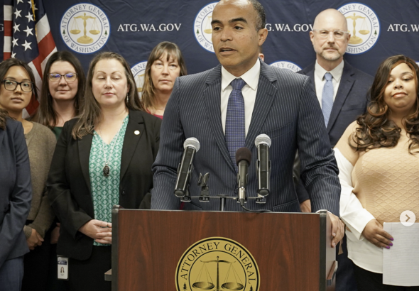 WA Attorney General at a press conference