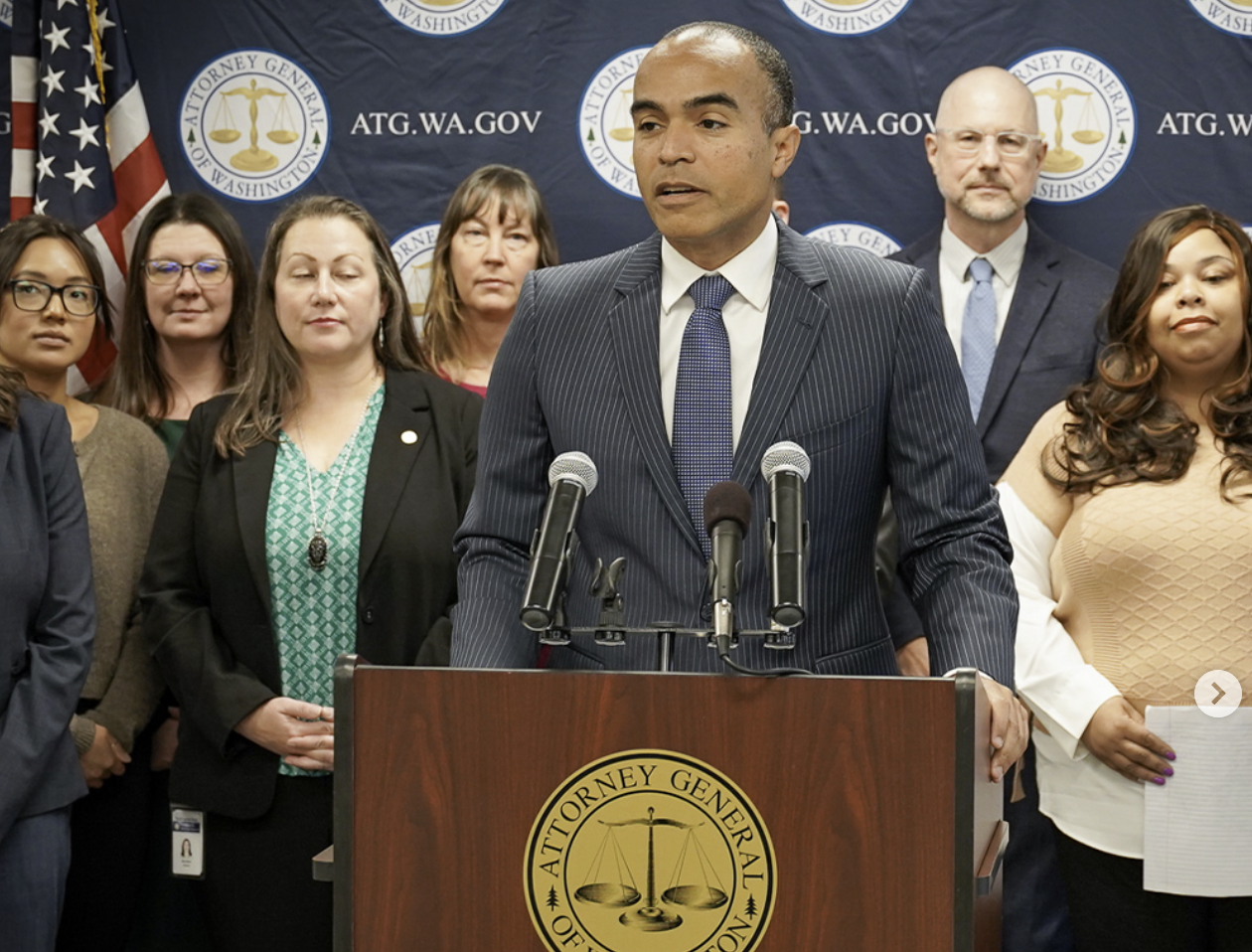 WA Attorney General at a press conference