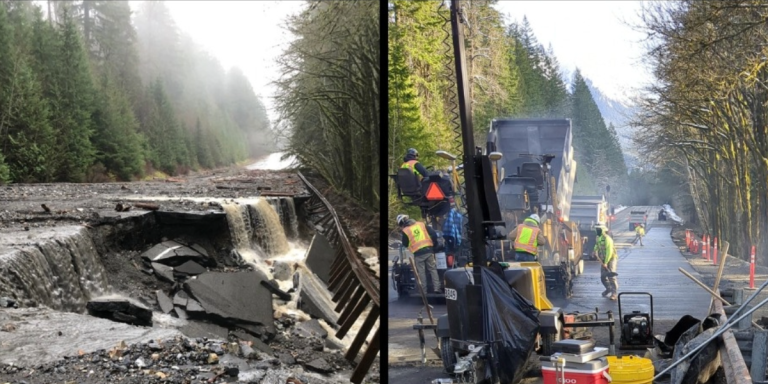 Crews work around the clock to repair Highway 2 damage near Skykomish, Washington
