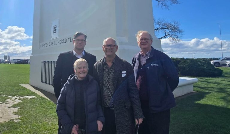 Local Canadian and U.S. officials spoke at the Peace, Love, and a Handshake rally at Peace Arch Park.