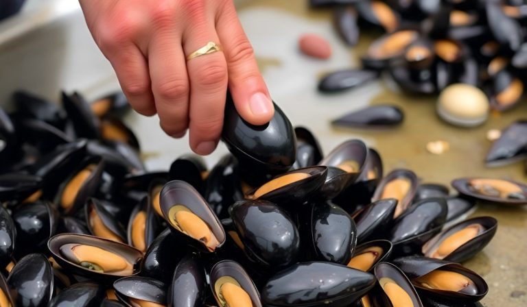 Clams being prepared for a meal