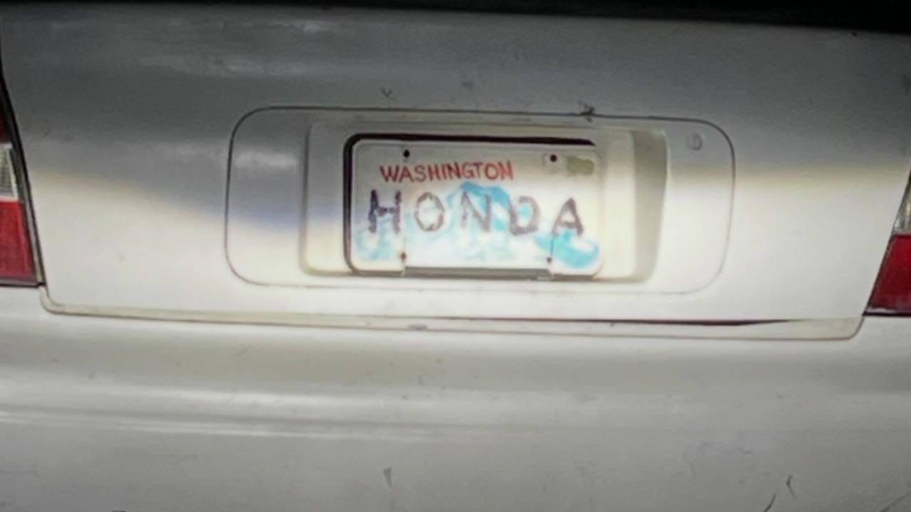 An altered Washington license plate got the attention of WSP