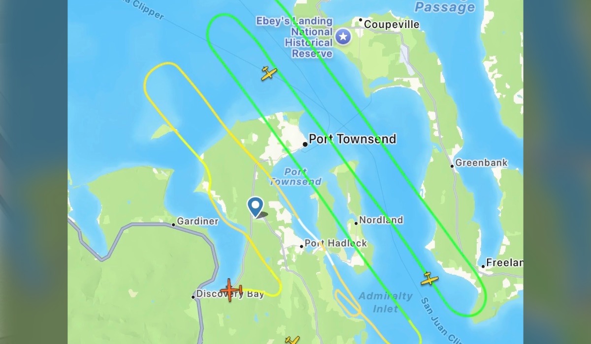 Royal Canadian Air Force CC-295 flight track over Admiralty Inlet during Point Wilson search
