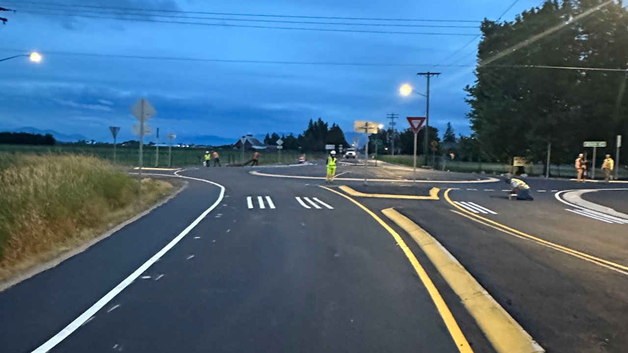Drivers can now use the new SR 546 and Benson Road roundabout after WSDOT completed construction ahead of schedule. Final striping work is expected in July.