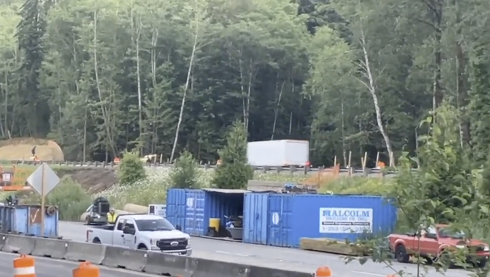 A two-vehicle crash involving a water attenuator truck on northbound I-5 near Lake Samish on June 23 sent both drivers to St. Joseph Medical Center in an active WSDOT construction zone.