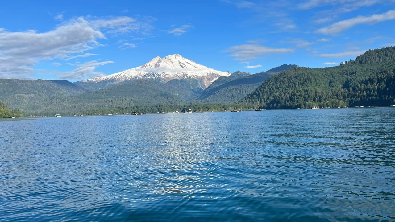 Baker Lake, with Mount Baker rising above the water, ahead of Saturday's sockeye salmon opener.