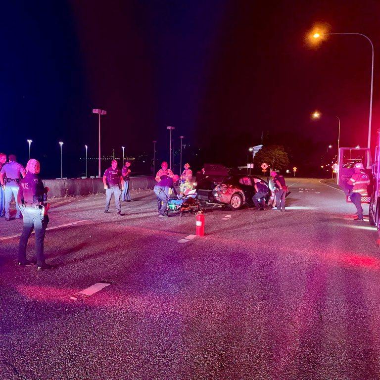 A suspected impaired driver crashed near the Canadian border after leading police from Bellingham at speeds reaching 110 mph on I-5.