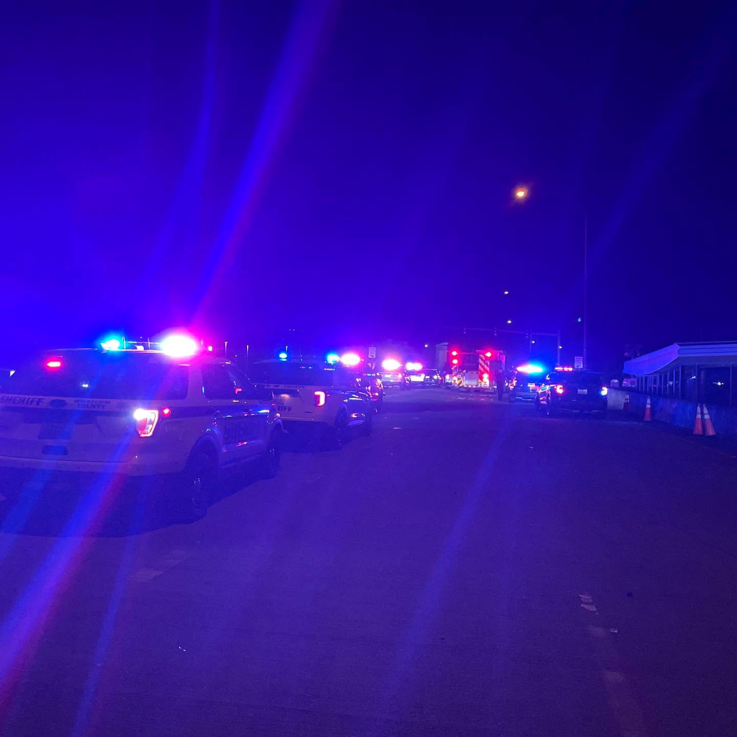 Blaine police vehicle at the scene of the border pursuit crash