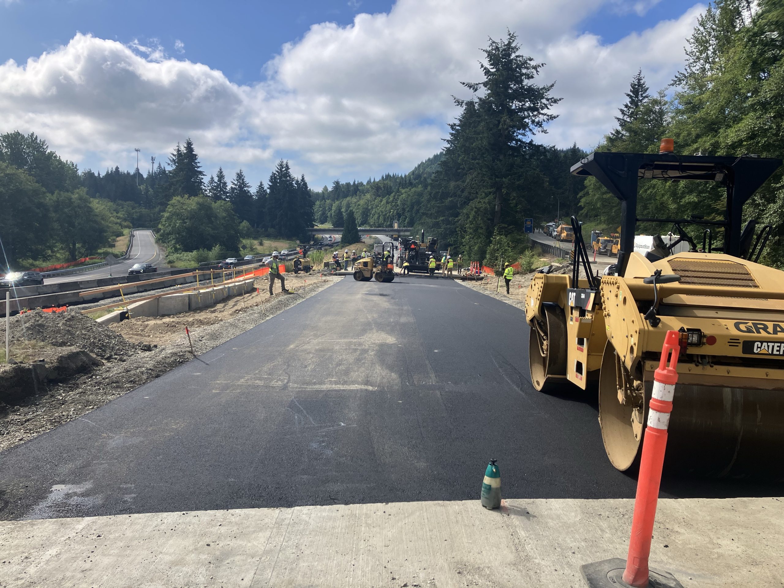 WSDOT says I-5 construction near Alger remains on schedule to reopen all lanes by Saturday after crews rebuilt the roadbed and began repaving.
