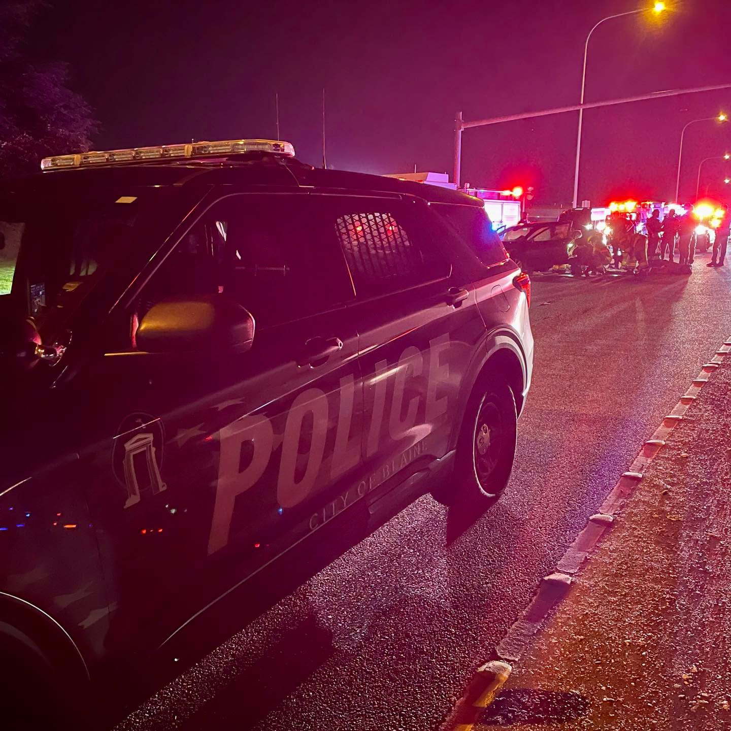 Emergency vehicles respond near the Peace Arch border crossing
