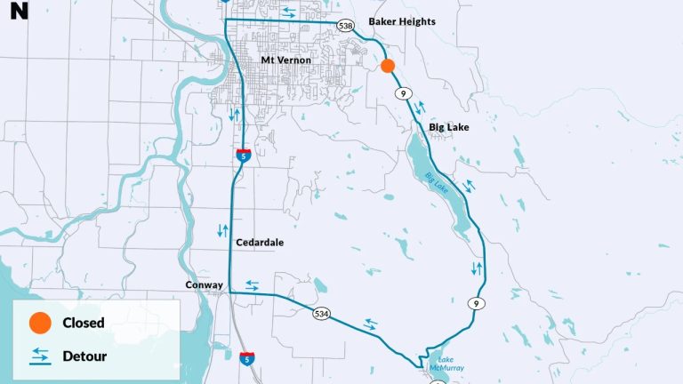 SR 9 near Mount Vernon closes for seven days starting Aug. 12 as WSDOT crews replace a fish barrier in a $5.7 million project.