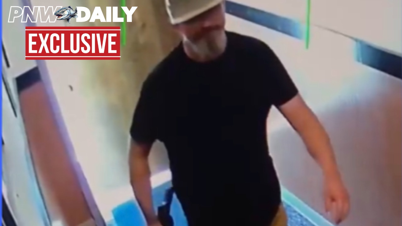 Surveillance video obtained exclusively by PNW Daily shows the armed suspect entering Cascade Pizza in Sedro-Woolley on Wednesday.