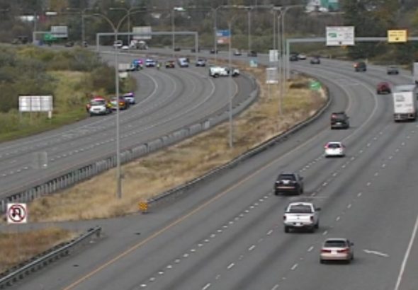 Southbound SR 167 lanes remained closed near the crash scene while emergency vehicles worked the fatal collision.