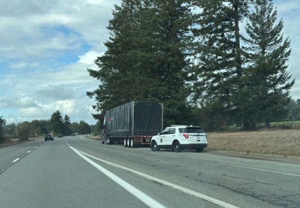 Washington State Patrol pulls over a semi on Wednesday as they will also join a multistate One More Stop Patrol this weekend to honor fallen Trooper Christopher Gadd.