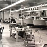 Yeager's Sporting Goods basement showroom floor in Bellingham, stocked with boats from an earlier era of the store's 105-year history.