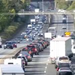 A three-car injury crash near Iowa Street blocked I-5 in Bellingham Friday, creating a backup of more than six miles during the afternoon commute.