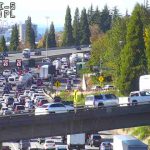Three right lanes were closed on northbound I-5 near S Albro Pl in Seattle following the fatal motorcycle crash Monday.
