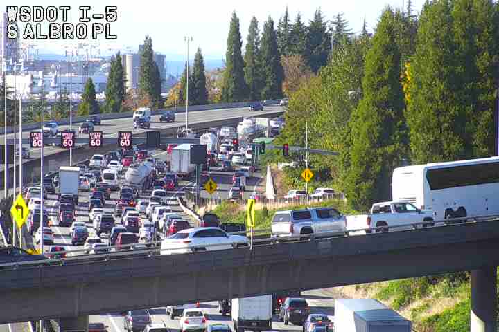 Three right lanes were closed on northbound I-5 near S Albro Pl in Seattle following the fatal motorcycle crash Monday.